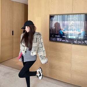 Versione coreana sottile pelliccia sintetica pelliccia cappotto unico per le signore nuovo stile piccolo gatto selvatico modello Plaid inverno per le donne - Product Image 1