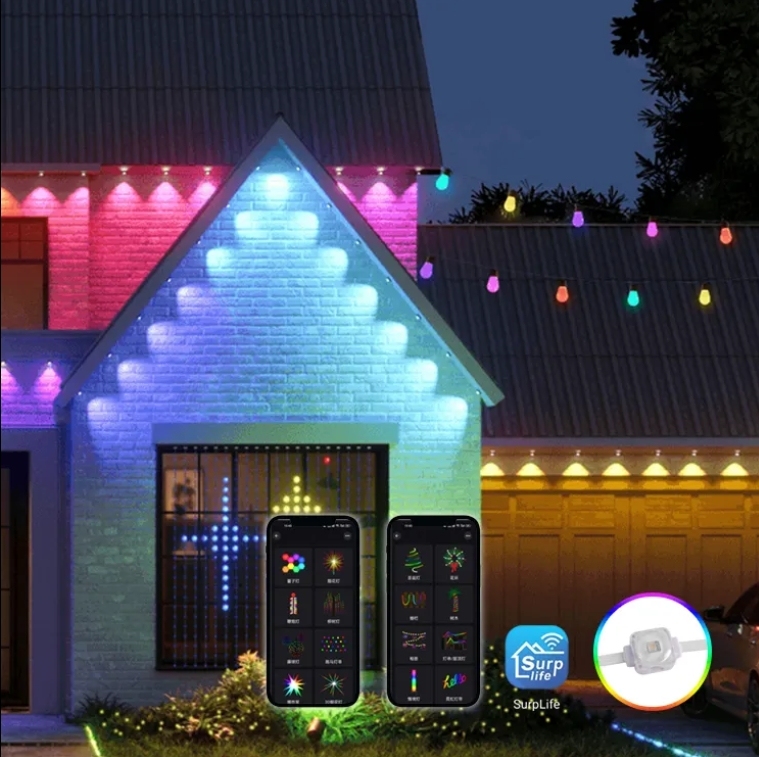 Park Permanent Christmas Pixel Led Point Lights Outdoor Decoration Pixel Smart Eave Strings Light