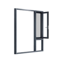 Ventana Abatible Lateral de Aluminio Moderna y Duradera, Impermeable, Insonorizada, Resistente a Huracanes, Tamaño Personalizado para Baño y Casa
