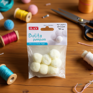 Pompon Ilan Bolita 2,5 cm blanc, fournitures artisanales - Product Image 3