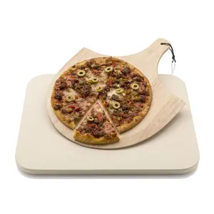 Amazon heißer Verkauf Pizza Stein Set mit Holz Pizza Board, Ofen Backen Pizza Set Pizza Peel, Pizza Paddel