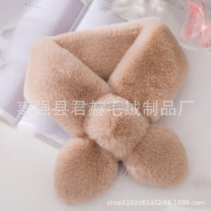 Premium hiver coré<span class=keywords><strong>en</strong></span> Chic Faux Rex lapin <span class=keywords><strong>fourrure</strong></span> écharpe solide croisé moelleux <span class=keywords><strong>Snood</strong></span> avec nœud papillon pour les femmes - Product Image 6