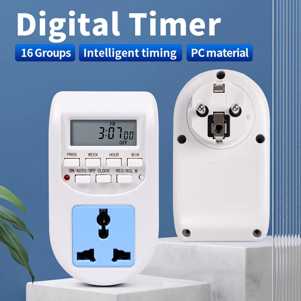 Digital Timer Plug Socket Digital EU Plug 16 Sets Smart Timer Socket Programmable Electronic ...
