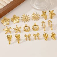 Boucles d'oreilles tendance en acier inoxydable 304, plaquées or, étanches, sans nickel, résistantes à la décoloration, style vintage français minimaliste, vente en gros