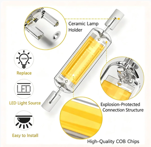 Tube lumineux <span class=keywords><strong>LED</strong></span> <span class=keywords><strong>R7s</strong></span> en verre 10W 118mm, remplace la lampe halogène <span class=keywords><strong>100W</strong></span>, ampoule <span class=keywords><strong>LED</strong></span> <span class=keywords><strong>R7s</strong></span> remplaçant la lampe halogène 500W - Product Image 2
