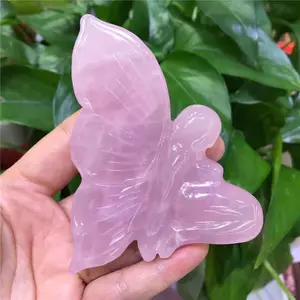 Pietre di cristallo naturale cristalli pietre curative quarzo rosa farfalla fata cristallo intaglio
