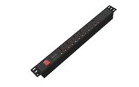Unidad de Distribución de Energía Universal (PDU) de 6 Tomas para Rack con SPD y Interruptor de Doble Disyuntor 230V 13A, Modelo DFWW-32 de Aleación de Aluminio