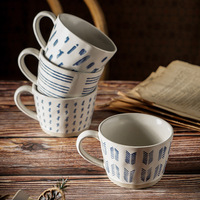 Tasses en céramique rustique peintes à la main style nordique – Idéales pour le petit-déjeuner, le café ou l'eau
