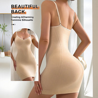 Robe gainante sans couture pour femme, col en V, bretelles spaghetti, contrôle du ventre, gaine amincissante intégrale à compression