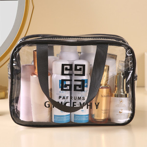 Grande trousse à cosmétiques à double couche, trousse de toilette, organisateur de maquillage rectangulaire étanche pour voyage et usage professionnel - Product Image 1