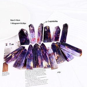 Nuovo arrivo viola viola torre di cristallo rosa tormalina <span class=keywords><strong>Lepidolite</strong></span> pietre curative di intaglio punta della bacchetta per la decorazione - Product Image 4