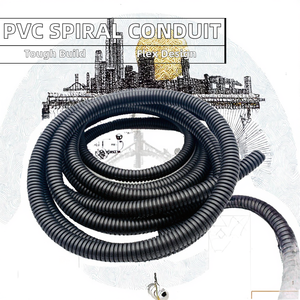 Conduit spiralé électrique flexible en PVC noir de 1/2 pouce fabriqué en PVC durable avec cordons de traction - Product Image 4