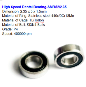 Rodamiento Dental de Alta Velocidad ABEC-7/P4 FreeRun, Acero Inoxidable, 2.35x5x1.5mm, SMR52/2.35, Rodamiento Rígido de Bolas de Una Hilera, C3 - Product Image 2