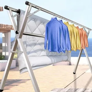 Porte-linge pliable en forme de X, en acier inoxydable, support de séchage, cintre à linge pour l'intérieur et l'extérieur