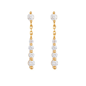 Brincos de Prata S925 Banhados a Ouro com <span class=keywords><strong>Moissanite</strong></span> e Diamantes em Fileira Dinâmica, Estilo Novo Feminino para o Dia a Dia - Product Image 5
