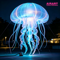 Décoration géante gonflable en forme de méduse avec éclairage LED, méduse gonflable lumineuse suspendue pour décoration de plafond sur le thème de l'océan pour mariage