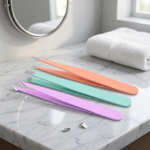 Juego de Pinzas para Cejas de Precisión con Punta Inclinada de Acero Inoxidable Ecológico ASAP |   Herramienta de Belleza para Depilación Facial con Recubrimiento de Color Vibrante - Product Image 2