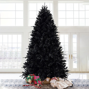 Arbre de Noël artificiel en PE et PVC noir avec jute, 3 pieds, facile à assembler, pour la décoration de la maison - Product Image 1