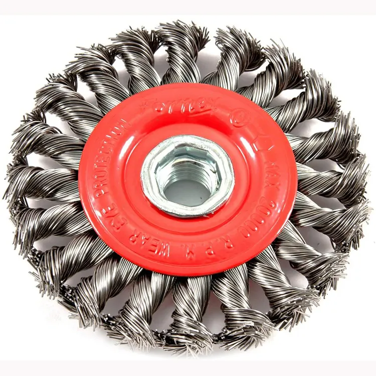 Escova de rodas de fio de 115mm, roda dentada amarrada para vários abrasivos metálicos