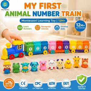 Jouet de train Montessori 3 en 1 avec animaux et chiffres, empilable et connectable, pour la ferme et le <span class=keywords><strong>bain</strong></span>, sans BPA, jouet éducatif pour bébés et tout-petits - Product Image 1