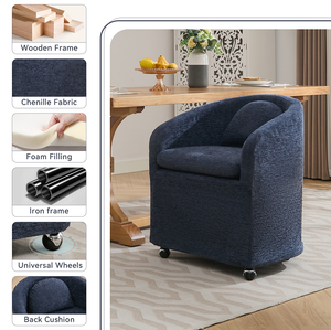 Fauteuil d'appoint moderne en tissu avec roulettes, design imperméable, pour la maison, le bureau, le salon, la chambre et l'hôtel - Product Image 4