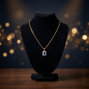 9K Yellow Gold Plated Diamond Pendant Necklace Radiant Cut Bezel Setting Link <b>Chain</b> Women's Everyday Wear Jewelry - Product Image 3