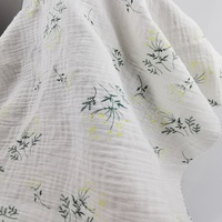 Nouveau tissu en gaze double couche froissée en coton fleuri, respirant et léger, pour robes, chemises, garçons et filles, certifié GOTS