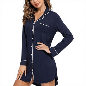<span class=keywords><strong>Camicia</strong></span> <span class=keywords><strong>da</strong></span> <span class=keywords><strong>Notte</strong></span> in Maglia per Donna con Bottoni, Maniche Lunghe e Lunghezza al Ginocchio - Product Image 1
