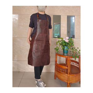 Châu Âu Và Mỹ Rắn Màu Retro Da Tạp Dề Lớp Trên Da Bò Tạp Dề, Thợ Thủ Công Treo Cổ Tạp Dề Màu Cà Phê - Product Image 2