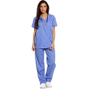 Cotton Stretchy All Black Scrubs Medical Nursing Uniforms Women and Man Scrubs <b>Sets</b> - Product Image 2