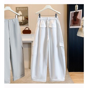 2026 Wholesale <strong>Women</strong> Autumn <strong>Cargo</strong> Wide Leg Pants Flap Pocket High Waist Elastic Back <strong>Cuffed</strong> Hem Oversized Button Fly Two Color - Product Image 3