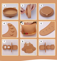 Juego de alimentación de silicona de grado alimenticio para bebés, con cuchara suave de succión, conjunto de alimentación portátil