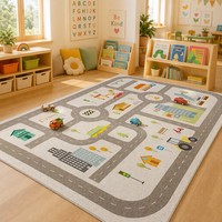Tapis de jeu éducatif pour enfants avec carte routière de ville, grand tapis antidérapant pour la décoration de la chambre des enfants, idéal pour les jeux de voitures et la décoration.