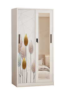 Armario de Dormitorio con Puertas Corredizas Impresas de 2/3 Puertas, con Espejo y Cajones, Diseños de Armarios, Armario de Ropa de Acero, Almirah Multifuncional - Product Image 2