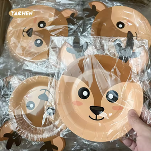 YACHEN 6 pièces/paquet, décorations de fête jetables sur le thème de la <span class=keywords><strong>jungle</strong></span> du zoo, animaux de dessin animé, vaisselle en papier, assiettes pour les fournitures de fête d'anniversaire - Product Image 6