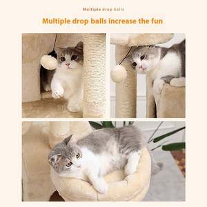 Extra Large Cat <b>Tower</b> with Scratcher Toys <b>Play</b> Hide Climb Activity Furnish Made of Plush Paper Particle Board for Kitty Condo - Product Image 4