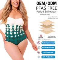 Shanhao OEM Pakaian Renang Wanita Ukuran Besar Bebas PFAS Model Bandeau Warna Krem Motif Bintik Zamrud Satu Potong Anti Bocor dan Menyerap Air untuk Pantai