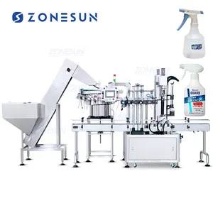 ZONESUN ZS-XG445A Automatic Screw Servo Trigger Pump Spray Bottle Capping Machine With Cap Elevator