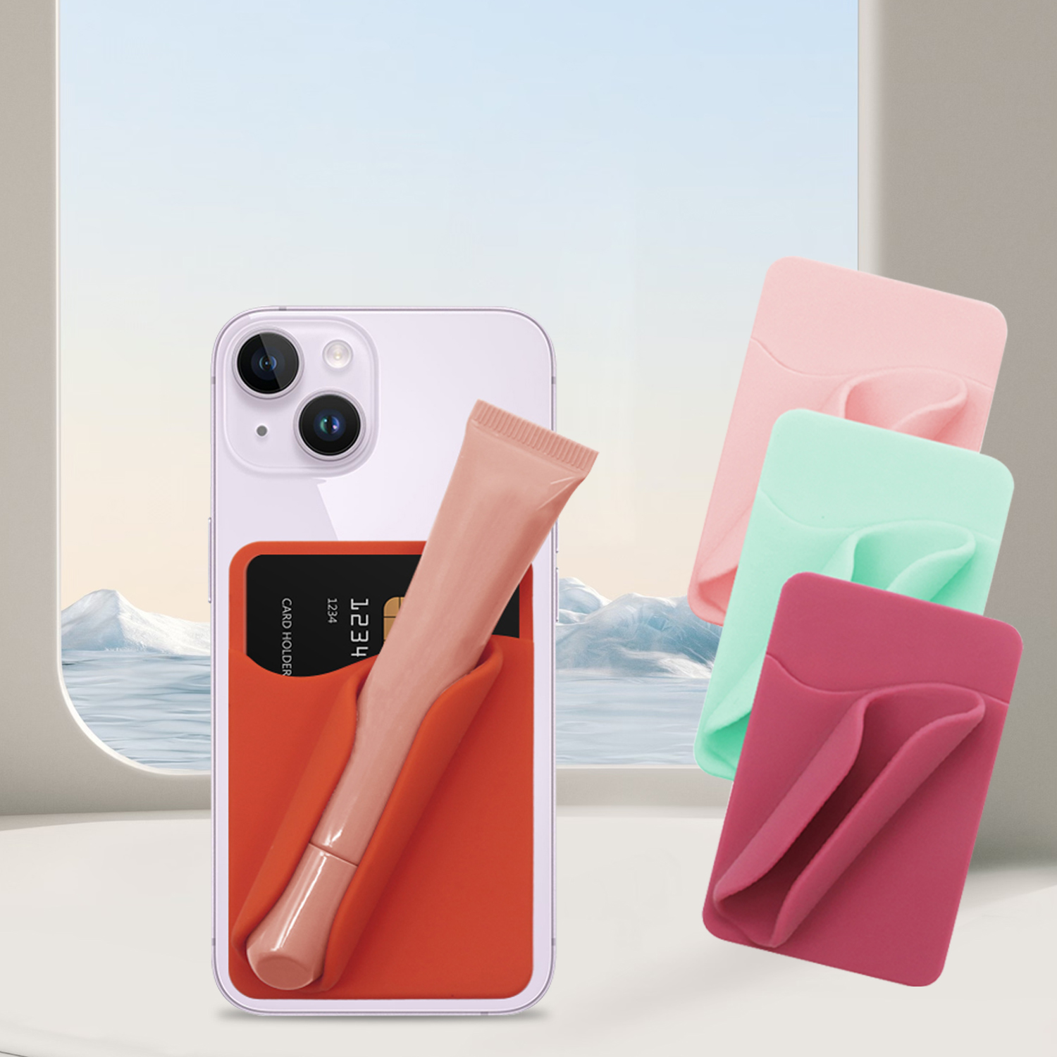Silicone Lip Gloss Holder for Iphone 15/14/13 - Stick on Back