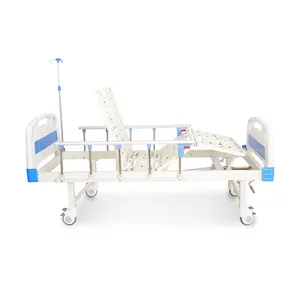 Hochwertige Krankenhausausstattung medizinisches 2-Funktions-Rettungsbett komfortables manuelles Krankenhausbett mit Infusionsständer