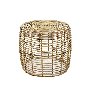 Table basse moderne en rotin, faite à la main, pour salon, table d'appoint ronde en osier, finition naturelle, accent décoratif pour la maison - Product Image 1