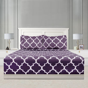 Microfiber <b>Fitted</b> Bed <b>Sheet</b> Set 3-Piece 1800TC OEKO-TEX Certified Non-Toxic Polyester Full <b>Printed</b> Customizable Color All-Season - Product Image 1