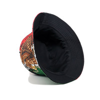 Promotion bon marché Chapeau seau avec impression du drapeau du Mexique Vente en gros Polyester Chapeau seau OEM Chapeau Bob en coton