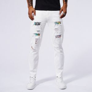 Pantalones vaqueros rotos para <span class=keywords><strong>hombre</strong></span>, pantalones casuales de mezclilla fina, pantalones clásicos de <span class=keywords><strong>vaquero</strong></span>, pantalones de jogging para <span class=keywords><strong>hombre</strong></span> joven - Product Image 1