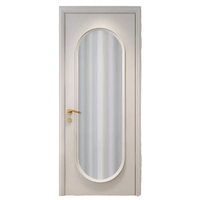 Porte composite en bois massif de style français moderne pour l'intérieur de la maison, peinte en blanc avec insert en verre pour villas