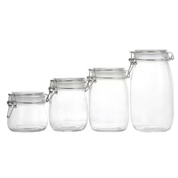 Bocaux en verre transparent de qualité alimentaire 500ml 750ml 1500ml pour cuisine, bocaux de conservation hermétiques vides pour biscuits, confiture, miel, bocaux Mason en verre à couvercle à clip