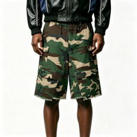 Shorts décontractés amples imprimés camouflage, style vintage vieilli, anti-rétrécissement, respirants, pour le streetwear et le hip-hop – Nouveauté fournisseur