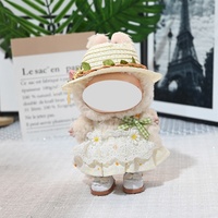 Pour LABUBU première et deuxième génération haut ouvert coton chapeau de paille ensemble pendentif dessin animé jouet vacances d'été Style hawaïen