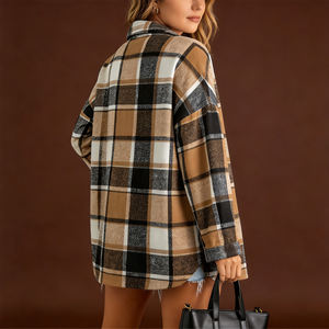 Offre Spéciale sur Temu : Shacket Oversize en Crochet Uni Brossé à Bouton Unique 2026 pour les Escapades du Week-end et le Style Urbain - Product Image 3