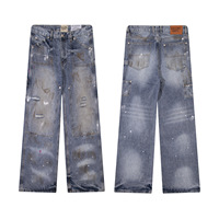 Jeans Holgados Estilo Americano, Primavera/Otoño 2025, Nuevas Llegadas, Tallas Grandes, para Hombre, Juveniles, a la Moda, Ligeramente Acampanados